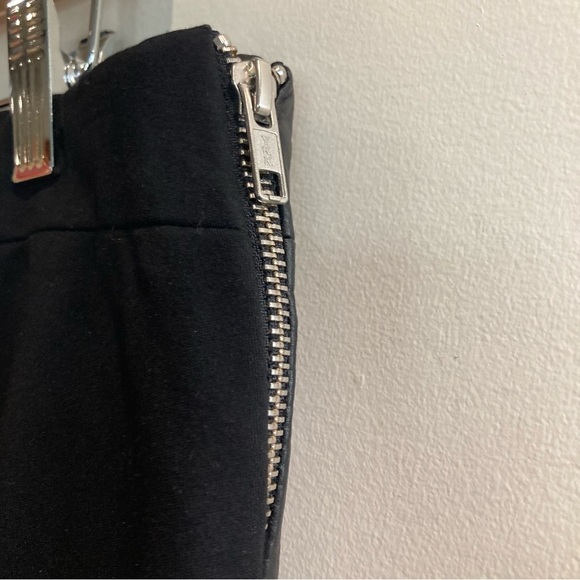 DANIER Sz 14 Mixed  Media Straight Leg High Rise Leather and Fabric Zipper Pants - Picture 7 of 12